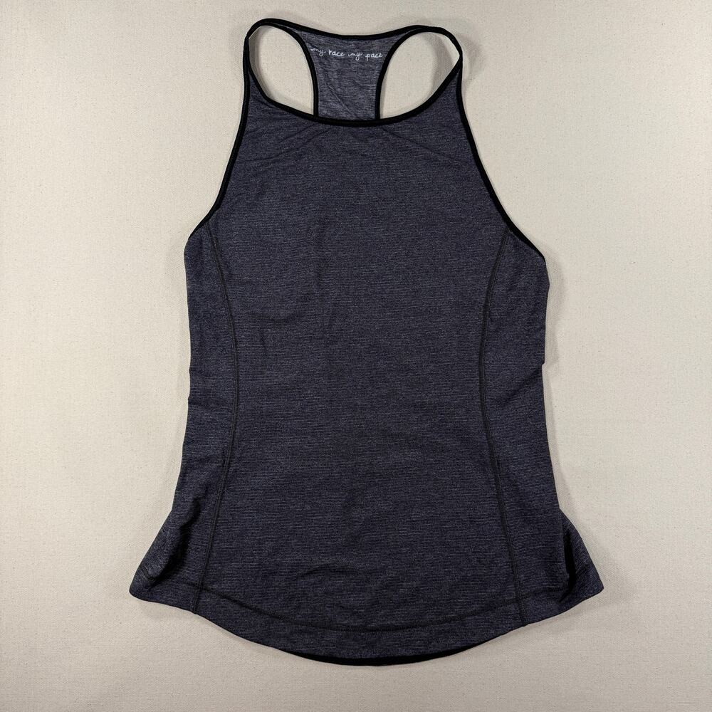 Lululemon Time To Sweat High Neck Tank Top Heathered Black Size 4